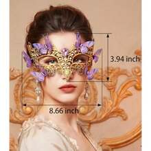 Gold Masquerade  For Women Lace Butterfly Elegant Venetian Antifaz Costume Party Accessories - As Pic - View 8