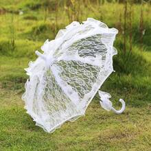 1把可爱甜美洛丽塔蕾丝直柄新娘阳伞，适合婚礼和角色扮演 - 彩色 - 查看 16