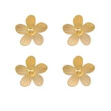 2/4/6 piezas Pendientes con forma floral, con un patrón floral rayado minimalista, cuentas de acero inoxidable dorado, pendientes adecuados para que las mujeres los usen en bodas, fiestas, vacaciones en la playa, bikinis, vestidos, blusas, jeans, monos - Pendientes de estilo retro versátil Ins para uso casual diario - Multicolor - Ver 11