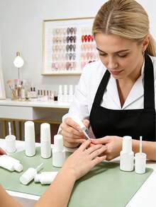 1/2pcs 10ml White Reusable Plastic Liquid Storage Bottle With Fine Brush, Nail Polish Refill Container - Multicolor - View 3