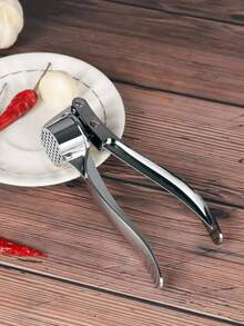 1pc Stainless Steel Garlic Press, Fashionable Silver Multi-Function Kitchen Garlic Mincer - Multicolor - View 7