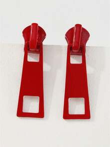 1 Pair Fashion Creative Zipper Lock Design Earrings, Minimalist Versatile Multi-Color Earrings - Multicolor - View 5