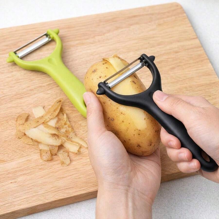2pcs Stainless Steel Peeler, Multi-Function Kitchen Peeler Suitable For Potatoes, Fruits And Vegetables Like Oranges, Apples And Kiwis