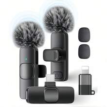 ACHAVE Wireless Lavalier Microphone, Compatible With IOS, Plug And Play, Clip-On Lapel External Mini Lightning Interface Microphone, Suitable For Video Interviews, Vlogs, Etc., Mini Microphone Compatible With Iphone Android Phone For Winter Vacation, Audio/Video Recording, Interviews, Gaming & Live Streaming Vacation Audio Recording Video Recording Interviews Gaming Streaming Live Streaming - Black - View 2