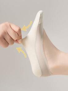 1/3/5双装春夏冰丝船袜，女士防滑，防后跟滑脱，隐形袜，薄款低帮袜，透气凉爽袜 - 彩色 - 查看 4