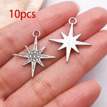 10/30 chiếc mặt dây chuyền đính đá lấp lánh hình ngôi sao, mặt trăng, mặt trời mạ vàng dùng để làm trang sức thủ công DIY, vòng cổ, vòng tay, bông tai. - Nhiều màu - Xem 12
