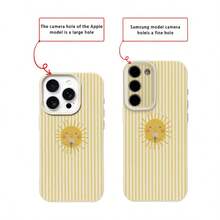 1pc TPU Material Yellow Striped Bouquet Sun Pattern Phone Case Suitable For IPhone 17 Pro Max/17/16 Pro Max/15/13/12/11, S20 FE/A15/S24/A55, Note 11/Note 12/Note 13 Pro, Full Coverage Anti-Drop Soft Protective Phone Case,International Version, Not The Domestic Version - White - View 7