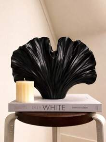 1pc Black Fan-Shaped Vase, Resin Sand Texture Vase, Suitable For Home Decor And Living Room Table Decoration - 1PC - View 5