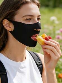 1 Pc Ice Silk Face Mask, Breathable, Suitable For Men And Women, For Outdoor Cycling And Sports, Lightweight, Comfortable And Breathable Design,Face Mask,Masks For Face,Black Mask,Uv Protection Sun Protection Essentials In Summer - Multicolor - View 1