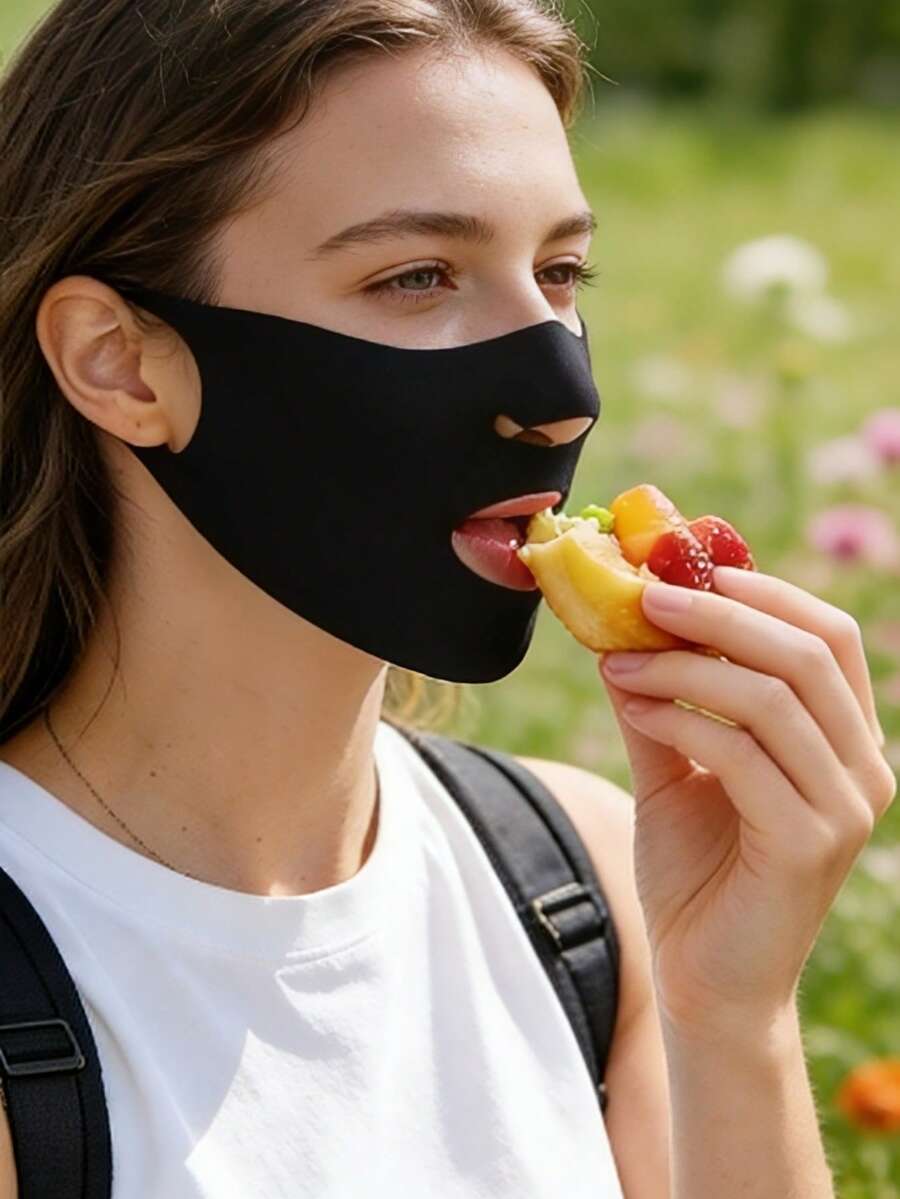 1 Pc Ice Silk Face Mask, Breathable, Suitable For Men And Women, For Outdoor Cycling And Sports, Lightweight, Comfortable And Breathable Design,Face Mask,Masks For Face,Black Mask,Uv Protection Sun Protection Essentials In Summer - Multicolor - View 1