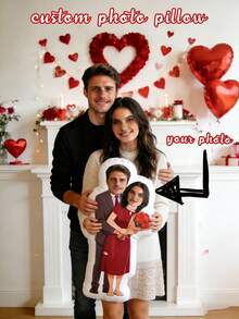 Personalized Face Pillow, Purple Skirt, Customized Body Pillow, Personalized And Fun. Suitable For Father's Day, Mother's Day, Halloween, Christmas, Christmas Eve, Valentine's Day, Birthday, Personalized Day, Soldier's Day, Thanksgiving, Easter, April Fool's Day, Carnival, Festival, And National Day. - Blue Shirt - View 8