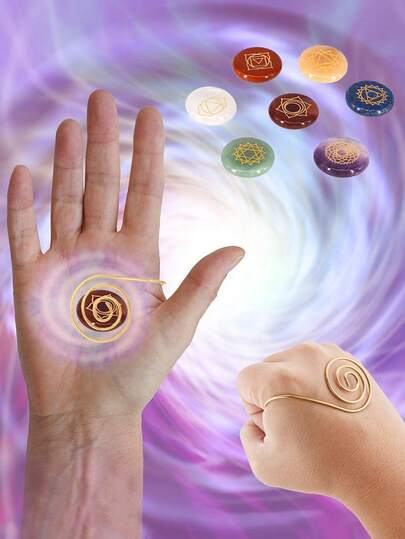 Bộ nhẫn và đá cân bằng luân xa hình xoắn ốc thủ công - Trang sức thiền định và Reiki dành cho nam và nữ, kích hoạt luân xa, thanh lọc hào quang, yoga và công việc, quà tặng tâm linh (kích thước có thể điều chỉnh, không cần chọn kích thước), mặt dây chuyền nữ, hiệu ứng ba chiều, mặt dây chuyền hình hoa.