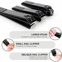 Bộ 3 kìm cắt móng tay bằng thép không gỉ, thích hợp cho móng dày hoặc móng mọc ngược, màu đen, dùng được cho cả nam và nữ. - B-đen - Xem 4