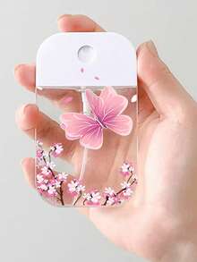 1pc New Minimalist Pink Floral Print Butterfly Unique Travel Nano Spray Bottle, Lightweight Space-Saving Refillable Bottle, Portable Hydrating Perfume Bottle, Fashionable Unisex Gift Idea For Girlfriend, Bestie, Summer, Couples - Clear - View 3