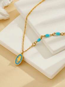 1件装手掌造型吊坠项链，适合女性日常佩戴 - 彩色 - 查看 6