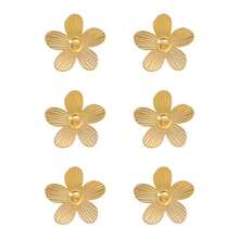 2/4/6 piezas Pendientes con forma floral, con un patrón floral rayado minimalista, cuentas de acero inoxidable dorado, pendientes adecuados para que las mujeres los usen en bodas, fiestas, vacaciones en la playa, bikinis, vestidos, blusas, jeans, monos - Pendientes de estilo retro versátil Ins para uso casual diario - Multicolor - Ver 10