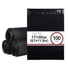 50/100个装黑色加厚防水纯色礼品袋 - 简约多用途袋，适用于学校、办公室、邮寄、情人节、圣诞节、男士生日礼物 - Black courier bags - 查看 20
