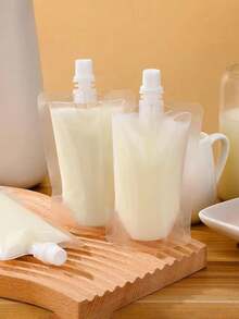 50/30/10 pièces Sacs à boisson en plastique réutilisables avec entonnoir - 50ml/100ml/200ml/300ml/500ml Sacs à jus auto-aspirants | Transparents étanches portables pour boissons chaudes/froides de plein air - Multicolore - Voir 5
