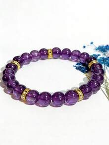 1 chiếc/Vòng tay phong cách Bohemian tự tin, vòng tay đá thạch anh tím 8mm, quà tặng trang sức - Màu tím - Xem 4