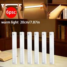 6pcs Magnetic Sensor Lights, Warm/White Light Options, Wireless USB Rechargeable, Suitable For Bedroom, Hallway, Stairs, Living Room, Kitchen, Wardrobe, Garage And More Scenarios - 6-strip Long Strip Sensor Lights - View 18