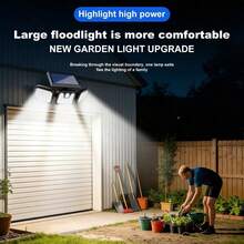 2Packs Solar Security Light For Garden Yard Garage, 3000LM High Brightness 74 LED With IP65 Waterproof, 270° Wide Angle, 3 Modes Motion Sensor & Dusk To Dawn Auto On/Off, Patio Porch Pathway Decoration, Outdoor Home Lighting For Homeowners Gardeners Built-In 700mAh Battery - 三頭壁燈 2個 - 查看 3