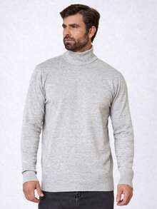 Baronesa Tricot Cacharrel Men's Cold Weather Blouse High Neck Knitting - Light Grey - View 1