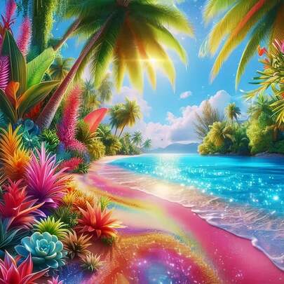 1 bức tranh đính đá 5D tự làm hình hòn đảo mộng mơ, bãi biển tuyệt đẹp, tranh thêu đá thủ công tự làm, không khung, trang trí phòng khách/phòng ngủ, quà tặng cho mẹ.