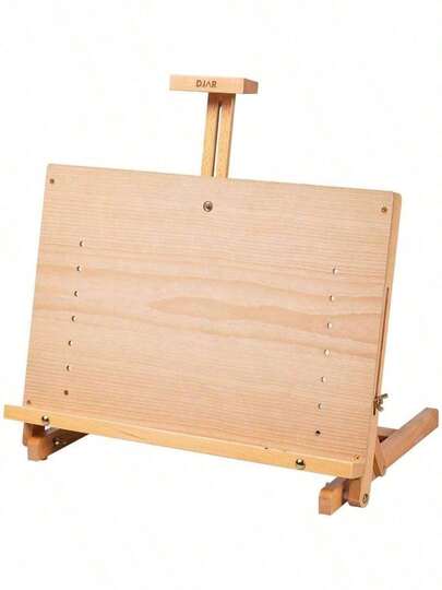 Adjustable Tabletop Easel For Artists & Beginners, Beech Wood Desktop Sketching, Drawing & Painting Board Easel, Holds Canvas Up To 23", Natural