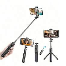 BSLIUFANG 1 pieza Palo selfie inalámbrico con trípode, control remoto, soporte para teléfono y trípode incorporado, compatible con teléfonos iOS y Android, adecuado para vacaciones de verano, viajes, fotografía, actividades al aire libre, transmisión en vivo - 26,77 pulgadas - Ver 3