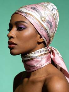 1 chiếc khăn bandana 90cm, khăn trùm đầu kiểu Pháp cổ điển với họa tiết hình học, chất liệu satin mềm mại, khăn quàng cổ họa tiết hình học đen trắng thời thượng, khăn buộc tóc đa năng 90cm, phụ kiện chụp ảnh ấn tượng, hàng mới về đầu mùa xuân. - Hồng - Xem 5