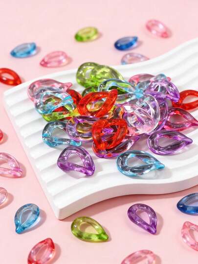 50个透明彩色亚克力开口环连接链，DIY包包配件，钥匙扣材料