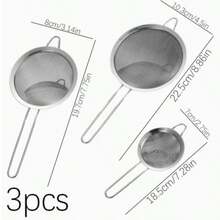 Three Stainless Steel Fine Mesh Filters, A Very Practical Flour Sifter With A Metal Handle - Available In Various Sizes For Flour Sifting And Oil Filtering, Suitable For Baking, Cooking, And Kitchen Use - Designed For Food Filtration - View 5