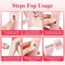 2025 Womens Shaver Dual-Head Bikini Trimmer For Women 2-In-1 Women's Body Shaver USB Charge Waterproof Painless Electric Razors For Silk Skin (Pink) - 白色 - 查看 6