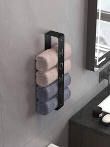 1 Giá Treo Khăn Bằng Kim Loại Màu Đen Thanh Lịch, Thiết Kế Tiết Kiệm Không Gian Thời Trang Với Kệ Phòng Tắm Chắc Chắn, Giá Treo Khăn Đa Chức Năng Phù Hợp Với Phòng Tắm Hiện Đại - Nhiều màu - Xem 1