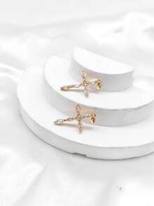 1pc Bohemian Style Stainless Steel Rhinestone Pendant, Suitable For Women's Daily Wear - Yellow Gold - View 4