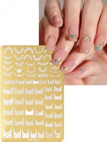 Khuôn dập móng tay kiểu Pháp hình hoa bướm vàng, khuôn dập móng nghệ thuật bằng kim loại kiểu Pháp, khuôn dập móng bằng thép không gỉ có thể tái sử dụng, dụng cụ làm móng DIY cho tiệm nail, mùa xuân/hè. - Vàng - Xem 2