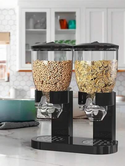 1 pieza Dispensador de cereales con compartimento dual pequeño, recipiente de almacenamiento de frutas secas y aperitivos, organizador de cereales y granos para la cocina