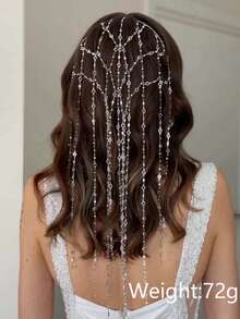 1 st Glamorös Strass Tofs Huvudband, Modesmycken Tillbehör Till Brud Bröllopsklänning, Festklänning - Silver - Visa 2