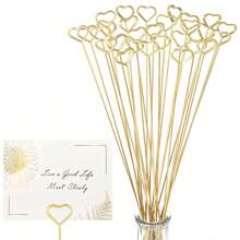 30Pcs Floral Card Holder Picks-Wire Place Card Holder For Wedding-Metal Photo Picture Clip Holder-Table Name Number Holder,Memo Note Holder For Flower Arrangement,Wedding,Baby Shower,Party,Decorations - Multicolor - View 1