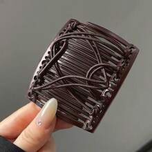 1 pieza/2 piezas Peine de pelo elegante y de moda, pinza de pelo de doble peine elástico ajustable, adecuado para mujeres con cabello grueso y rizado, accesorios para el cabello - Multicolor - Ver 9