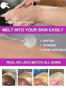 13x4蕾丝前假发,真人混纺发丝,预先拔毛,200密度;13x4高清水波纹蕾丝前假发,真人混纺发丝;前额假发;真人混纺发丝假发;女士假发;无胶假发;预先拔毛假发 - S613 - 查看 10