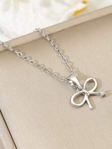 1. Mặt dây chuyền hình nơ đơn giản và thời trang, đính đá Zirconia, nhỏ nhắn và tinh tế, đa năng và phù hợp cho phụ nữ đeo hàng ngày. - vòng cổ nơ - Xem 8