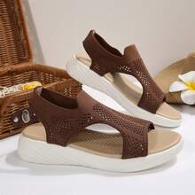 Walking Heels Sandals For Women Comfortable Ankle Strap High Heel Wedges Summer Beach Open Toe Walking Shoes Outdoor Travel Platform Sandals - 咖啡棕 - 查看 6