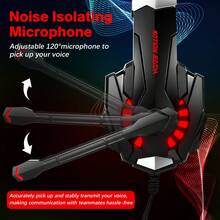 Stereo Gaming Headset For PC , Surround Stereo Game Headphones Noise Cancelling Over Ear Headphones With Mic, LED Light, Bass Surround - Đỏ - Xem 3