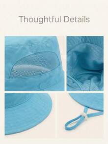 男童透气宽檐遮阳帽，侧边网眼设计，可调节帽带 - 1PC - 查看 4