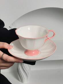 Cabin Kangaroo Bộ tách và đĩa sứ kẻ sọc thiết kế độc đáo, hình dáng tách không đối xứng, chất lượng cao, thích hợp dùng cho bữa sáng, văn phòng, uống nước thanh lịch, bộ tách và đĩa kiểu Pháp cổ điển có viền, thích hợp dùng cho trà chiều tại nhà, quà sinh nhật cho bạn gái. - Nhiều màu - Xem 14