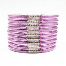 9pcs/Lot Glitter Jelly Bangles Bracelets Mix Metal Glitter Bracelet For Women Buddha Girls Bracelet - Silver Racer Head 9th Floor - View 2