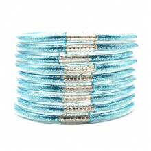 9pcs/Lot Glitter Jelly Bangles Bracelets Mix Metal Glitter Bracelet For Women Buddha Girls Bracelet - Silver Racer Head 9th Floor - View 16