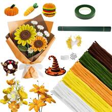Kit para confecção de buquê de flores com 442/692 peças em 5 cores (vermelho/roxo/azul/laranja), incluindo 250/500 limpadores de cachimbo, 150 pistilos, 20 hastes, pérolas, fita adesiva, laço e tutorial em vídeo. Presente perfeito para o Dia das Mães e Dia dos Namorados. - 442 unidades (5 cores) - Ver 5