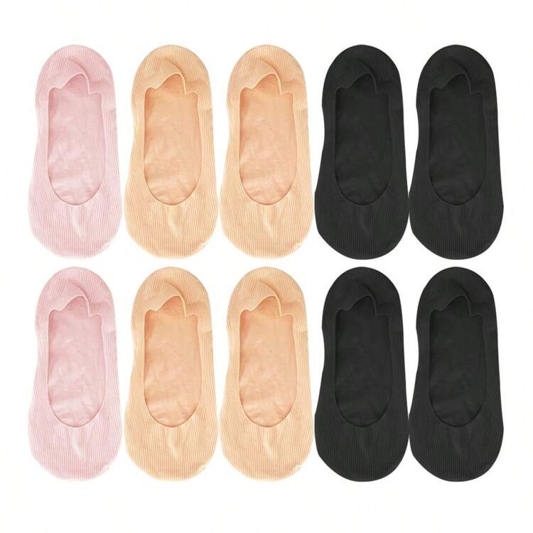 1/5/10 Pairs Women's Summer Thin Ice Silk Socks, Non-Slip Breathable Solid Color Low-Cut Casual Boat Socks - Multicolor - View 7